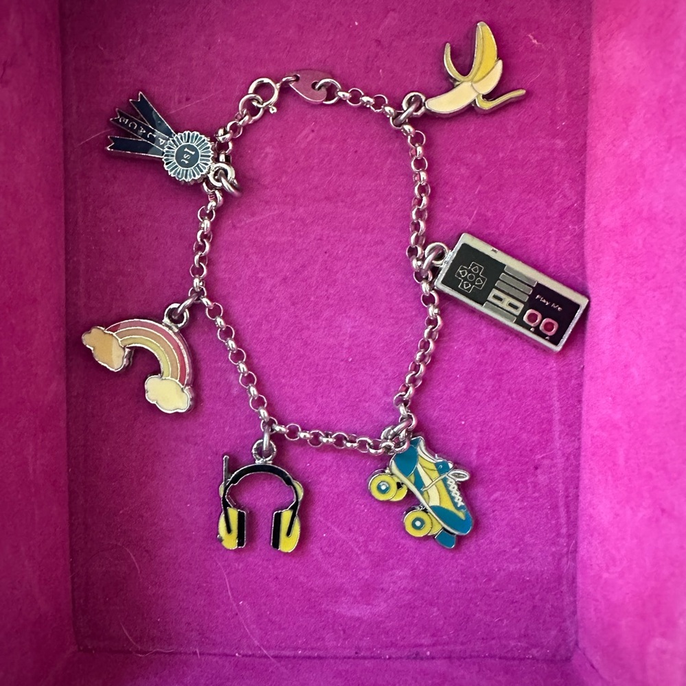 Sterling Silver Charm Bracelet with Colorful Charms